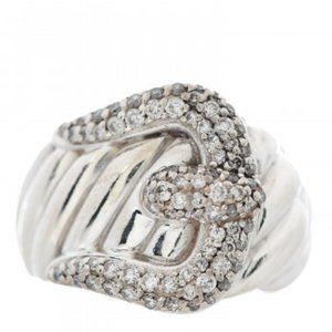 DAVID YURMAN Sterling Silver Diamond Buckle Cable Ring 51